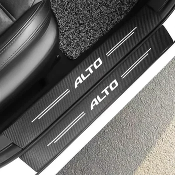 4ШТ Протектор порога автомобиля, порог из углеродного волокна, наклейки против царапин для Suzuki Alto 2013 2014 2015 2016 2017 Аксессуары