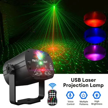 Проектор для вечеринки с 60 рисунками, управление ритмом, лазерный луч для дискотеки, RGB Лампа с проекционным световым эффектом с дистанционным управлением