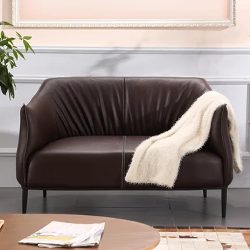 Скандинавский односпальный диван-кресло, кожаный диван для маленькой квартиры, современный простой диван для отдыха, американская двойная комбинация для гостиной