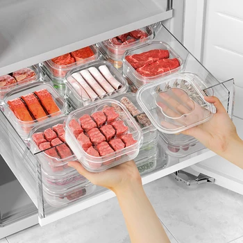 Ящик для хранения холодильника Органайзер для холодильника Контейнер для мяса фруктов овощей Герметичная коробка для свежих продуктов с крышкой Кухонные принадлежности