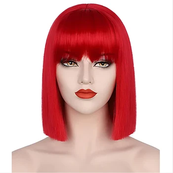 HAIRJOY Синтетические Волосы Женщин Красный Короткий Прямой Парик для Косплей Вечеринки