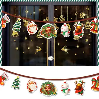 Санта-Клаус Бумажный Баннер Гирлянда 3 м Снеговик Тянуть Флаг Подвесные Украшения Рождественская Елка Декор Овсяные Гирлянды Праздничное Украшение