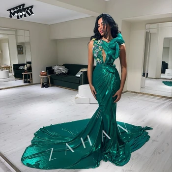 Yipeisha Простое высококачественное платье на заказ из атласа с аппликацией в виде цветка Русалки в стиле спагетти длиной до пола