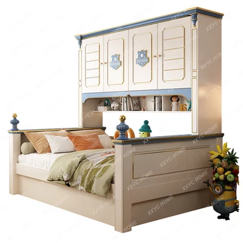 Детская кровать со встроенным шкафом, Роскошная маленькая квартира, многофункциональная кровать для мальчика