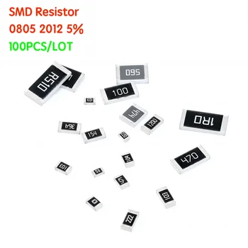 100ШТ SMD Резистор 0805 2012 5% 1/8 Вт 0R-10M 0R ом ~ 10 М ом Комплект Резисторов Ассорти Комплект Образцов 10R 100R 1K 2.2K 4.7K 1M 10M