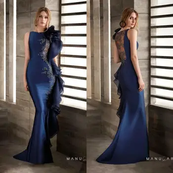 Африканские вечерние платья из бисера русалки 2020, атласное темно-синее платье для выпускного вечера, сексуальные дешевые вечерние платья для вечеринок