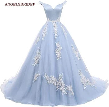 ANGELSBRIDEP Бальное платье С открытыми плечами, Пышные Платья Для 15 Вечеринок, Модная Аппликация Из Органзы, Сладкие Платья Для 16 Принцесс На День Рождения