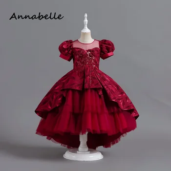 Свадебное платье для цветочницы Annabelle, пышное роскошное платье принцессы с короткими рукавами, Элегантные вечерние рождественские платья