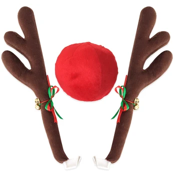 Оленьи Рога, Костюм Jingle Bells, Рождественский Орнамент для автомобиля Rudolph, Декор для носа, Стайлинг автомобиля