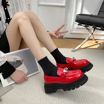 2023 г. Новые женские туфли Mary Jane в стиле колледжа, однотонная женская обувь с толстой подошвой на квадратном каблуке в японском стиле в стиле ретро, роскошь