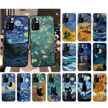 Чехол для Телефона Van Gogh Sunflowers Cat Для Xiaomi Redmi Note 13 12 Pro 11S 11 10 Pro 10S Note 12R 12S 12 Pro Redmi 10 12