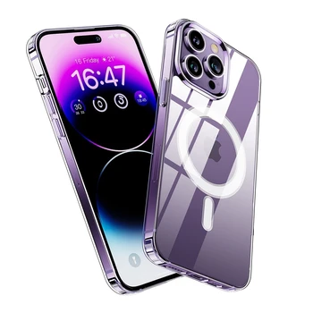 Для Magsafe Магнитный Чехол Для Телефона iPhone 14 Pro Max 14 Plus 13 Pro Mini С Беспроводной Зарядкой Прозрачный Жесткий ПК Акриловый Чехол