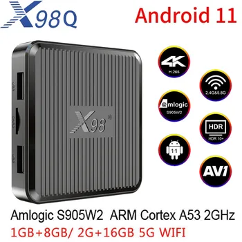 X98Q Smart Android 11 TV Box 2G 16G Amlogic S905W2 AV1 2,4G 5G Двойной wifi HD 3D 4K медиаплеер HDR Google телеприставка 1G8G TVBOX
