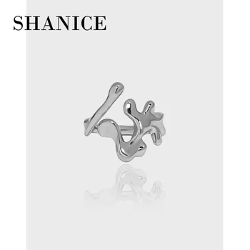 SHANICE ins нишевый дизайн минималистичный универсальный с неровной текстурой поверхности кольцо из стерлингового серебра S925 пробы с открытым соединением женское