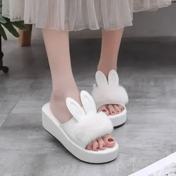Модные женские сандалии с заячьими ушками для внешней торговли, новые летние тапочки 2023 года на толстой подошве Matsuke