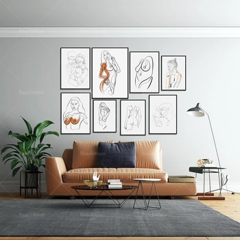 Эстетическое минималистичное оформление комнаты для женщин, абстрактные плакаты с изображением форм женского тела, современные богемные украшения, нейтральный pr