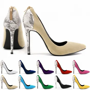 LOSLANDIFEN/ Пикантные Женские туфли-лодочки; Роскошные разноцветные туфли Из флока С острым носком на тонком высоком каблуке 11 см; Модная Женская обувь для вечеринок; цвет черный