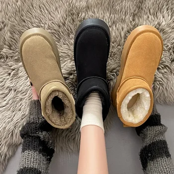 Зимние сапоги с подкладкой, женские зимние новые ins корейские теплые повседневные туфли, хлопчатобумажная обувь с толстой подошвой