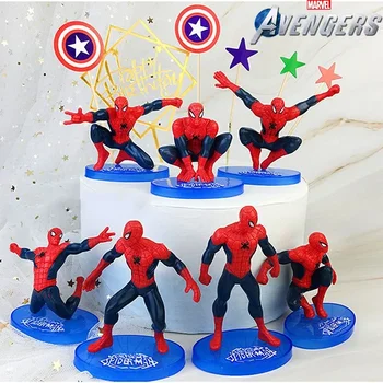 Украшения торта на тему супергероя Marvel, пластиковые Мстители, Человек-паук, пол, день рождения, Мультяшное украшение торта для мальчика