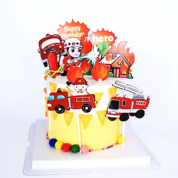 INS Hero Firemens Топпер для торта с Днем рождения Пожарная машина Топпер для торта на день рождения Принадлежности для украшения торта на День рождения