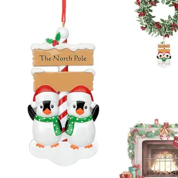 Милые рождественские украшения в виде пингвинов Семейное украшение в виде пингвинов из смолы Декоративное украшение на Рождественскую елку своими руками Рождественская вечеринка
