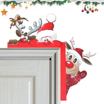 Рождественский Декор Дверной рамы, Санта-Клаус, Лось, Деревянные Украшения, Подвеска, Рождественские Украшения Для дома, Новый Год
