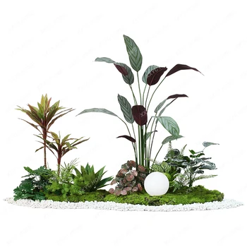 Декорация для фотосъемки на углу торгового центра Plant Ravenala с искусственным цветком и зеленым растительным пейзажем