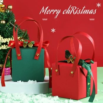 H7EA 10ШТ Маленьких рождественских подарочных коробок Рождественские коробки для сладких подарков с лентой