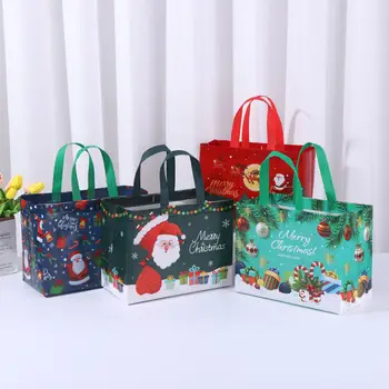 Мультяшная Рождественская подарочная сумочка из нетканого материала с милым Санта-Снеговиком, подарочные сумки для покупок 2023 Navidad, Упаковочные пакеты с рождественским орнаментом