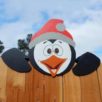 Рождественские украшения для забора Санта Клаус снеговик Северный олень пингвины заглядыватели Украшения для двора в помещении на открытом воздухе Подарки для фестиваля DIY