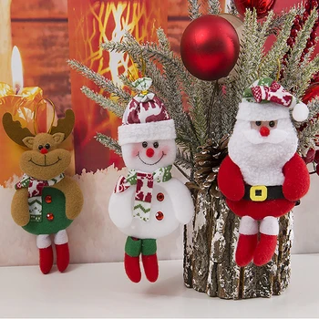 Веселого Рождества Плюшевые Кукольные украшения Санта Клаус Снеговик Подвеска в виде Лося Рождественская Елка Подвесные украшения Праздничная вечеринка Новогодний декор