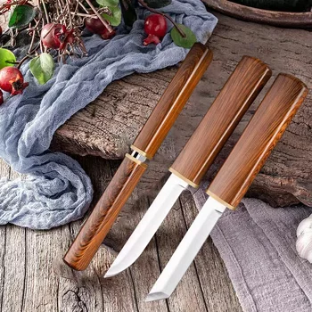 Уличный карманный нож, Портативный кухонный нож для фруктов в ножнах, Острый походный разделочный нож, Инструмент для хранения охотничьей самообороны