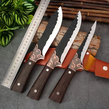 Кухонные ножи с пластиковой ручкой Мясницкий нож для обвалки мяса, говядины, рыбы, нож для нарезки мяса, нож шеф-повара, уличный нож из нержавеющей стали