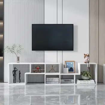 Деревянная Двойная L-образная подставка для телевизора LISM, Современная полка для телевизора, Боковая полка для хранения, Развлекательный центр для гостиной, белый