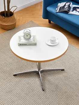 Подержанный круглый журнальный столик, Обеденный домашний квадратный стол в скандинавском стиле, небольшая квартира, низкий столик, гостиная, эркерное окно,