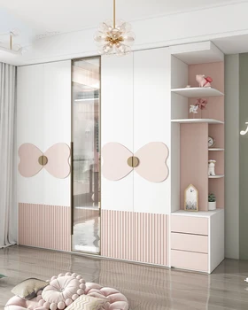 Роскошный гардероб, домашняя спальня, современный и минималистичный детский гардероб для розовой принцессы в сборе, небольшой блок, стеклянная дверь ок.