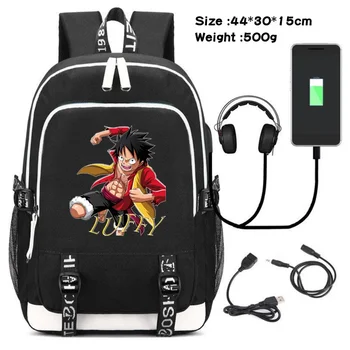Цельный Аниме Периферийный рюкзак Студенческий школьный рюкзак Мультяшная дорожная сумка на открытом воздухе USB Сумка для зарядки Компьютерная сумка Mochila