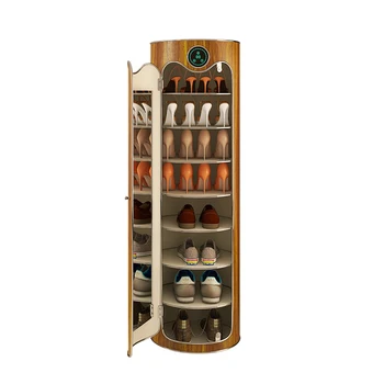 Поворотный шкаф для обуви на высокой подставке с зеркалом шкафчик для дезинфекции в углу круглой лестницы