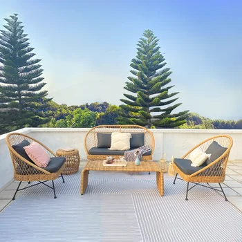 0443 Уличный диван вилла садовый стол из тикового дерева набор мебели для отдыха из ротанга