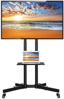 Современная Мобильная подставка для телевизора Easyfashion, тележка на колесиках для телевизоров с плоским экраном до 75 дюймов, черная