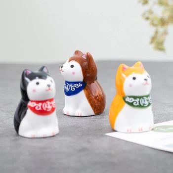 Японская керамическая статуэтка собаки Шиба-Ину, поделки, Талисман, украшение на удачу, пейзаж, домашний декор, Миниатюрные аксессуары, подарки