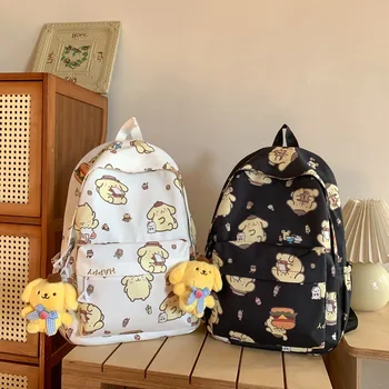 Kawaii Sanrio Детский рюкзак Hello Kitty Pompompurin Милый Аниме Рюкзак для книг Студенческая Повседневная сумка для хранения большой Емкости Водонепроницаемый Подарок