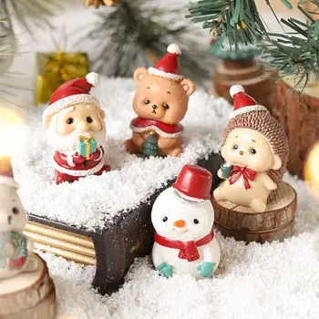 Новые рождественские подарочные фигурки, миниатюрный Санта-Клаус, снеговик, микро-пейзаж, украшения для дома, кавайный декор стола, комната