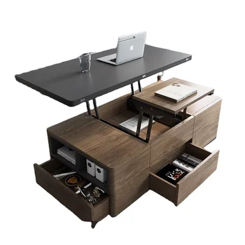 Многофункциональный журнальный столик с подъемной столешницей Black Nordic, Квадратная деревянная мебель для гостиной, деревянные роскошные умные современные журнальные столики