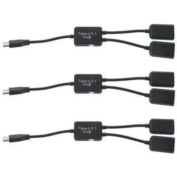 RISE-3X Type C OTG USB для мужчин и женщин, зарядка OTG 2.0, 2 порта, кабель-концентратор, Y-разветвитель