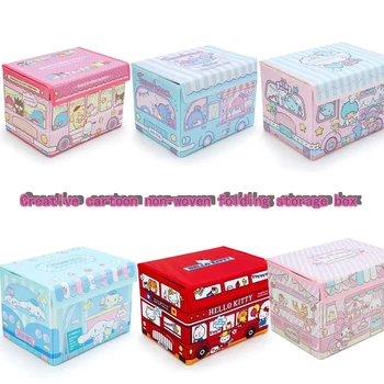 Sanrios Hello Kittys Kuromi Складной ящик для хранения, Креативность в аниме, Нетканая ткань, Настольный органайзер из мультфильма Каваи, Ящик для мусора