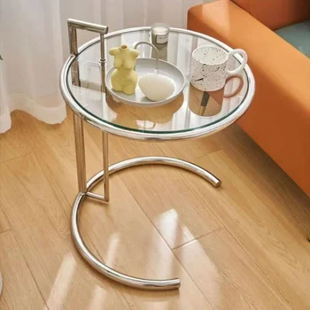 Прозрачный металлический кофейный стакан Угловой столик Сбоку Современная гостиная Круглый столик Диван Мебель для дома Mesa Centro Письменный стол