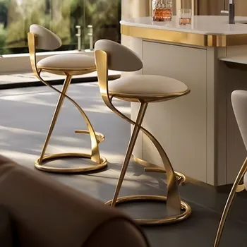Итальянский роскошный барный стул, современный минималистичный домашний кожаный барный стул, дизайнерский креативный онлайн-стульчик для кормления знаменитостей.