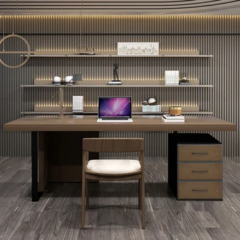 Офисный стол из массива дерева, стол креативного босса, компьютерный стол в стиле лофт в индустриальном стиле, стол президента-менеджера, стол для одного человека,