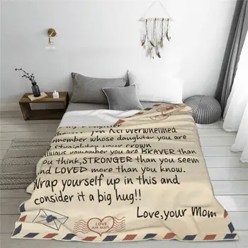 FD57671877 Письмо матери, выражающее любовь дочери Одеяла Фланелевый текстильный декор Тонкое покрывало для кровати и дивана